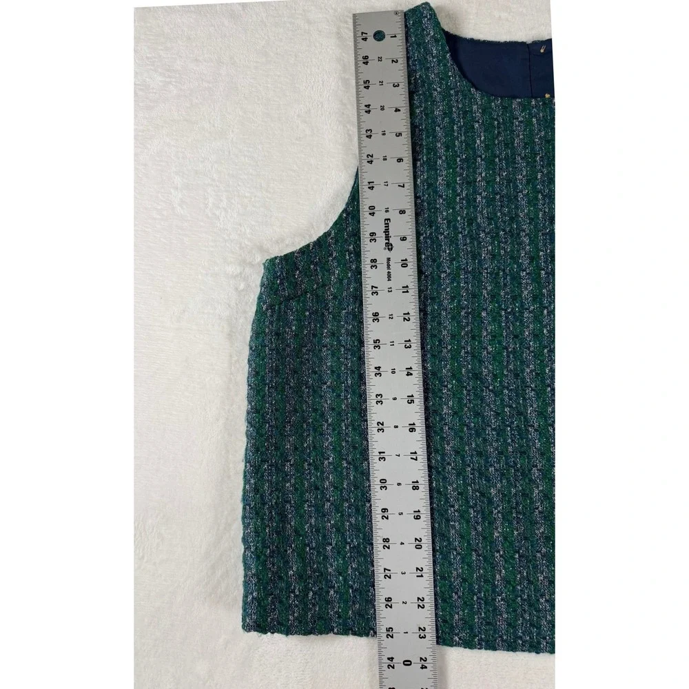 J.Crew‎ Tweed Woven Two-Piece Set Women Top XL Skirt 16 Green Blue Elevated
